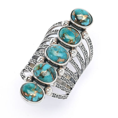 Southwest Elements Choice of Mohave Turquoise 5-Stone Elongated Ring