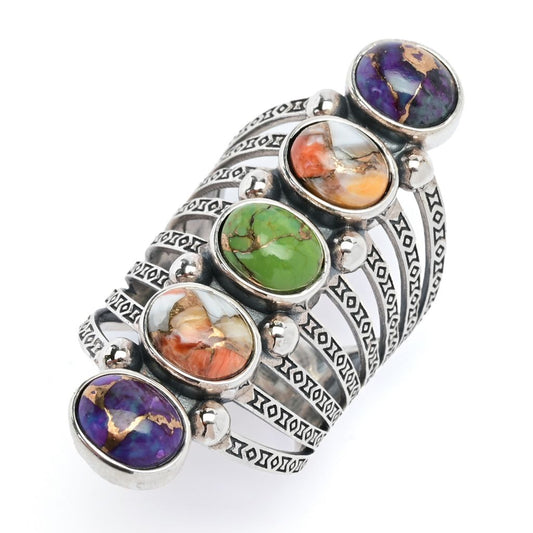 Southwest Elements Choice of Mohave Turquoise 5-Stone Elongated Ring