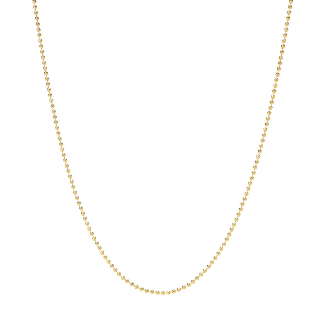 24K Gold Polished Beaded Chain 20" Necklace