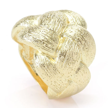 Toscana Italiana 18K Gold Plated "Treccia" Textured Woven Statement Ring