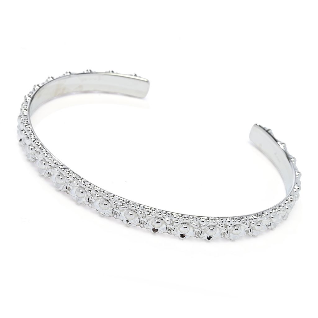Toscana Italiana 18K Gold Plated Flower Detailed Bangle Bracelet
