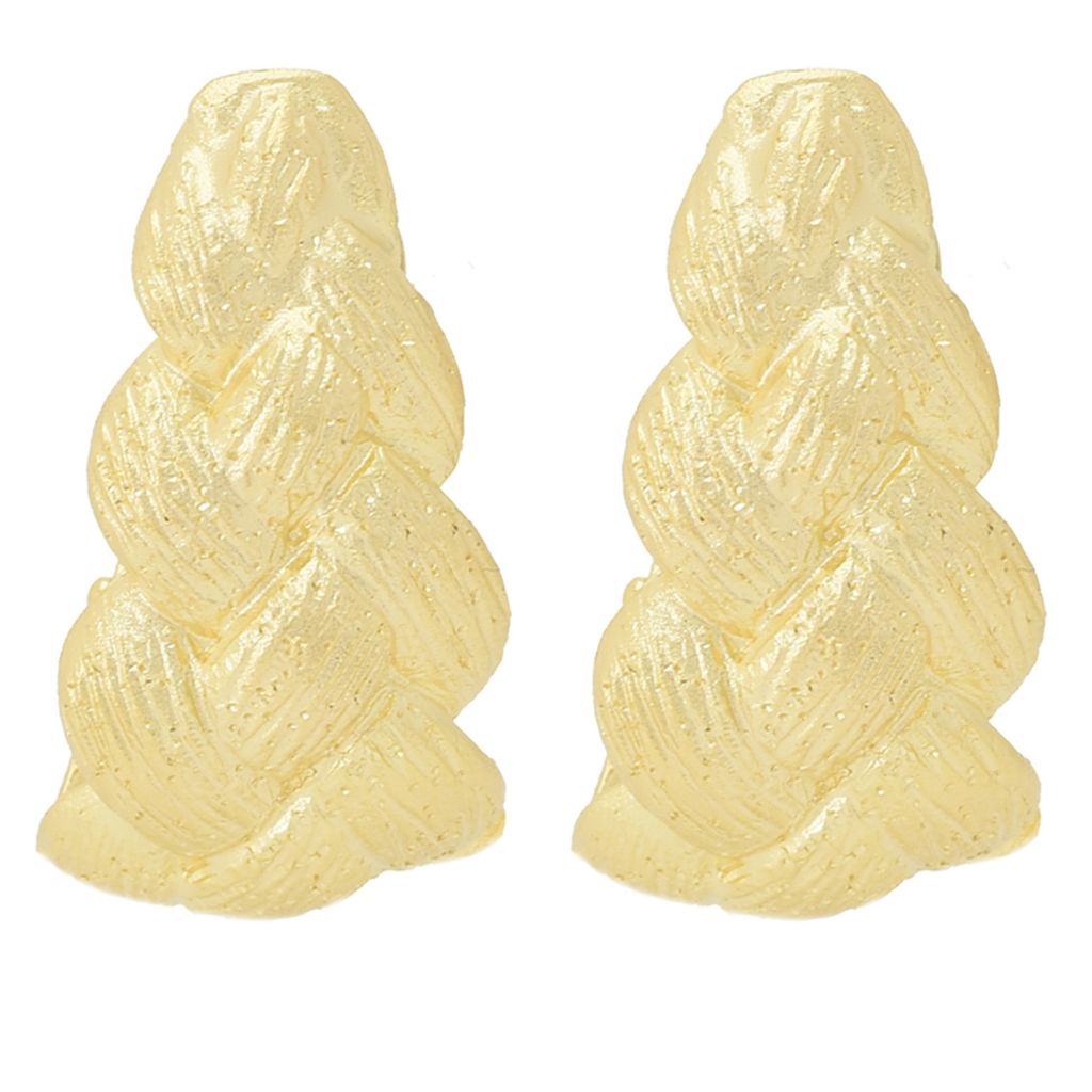 Toscana Italiana 18K Gold Plated Textured Woven Hoop Earrings