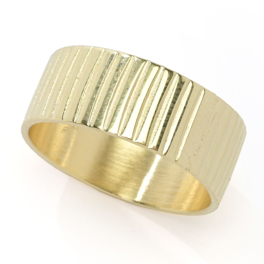 Toscana Italiana 18K Gold Plated Rigato Finish Band Ring