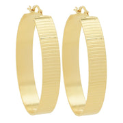Toscana Italiana 18K Gold Plated Aghetti Finish 1.5" Hoop Earrings