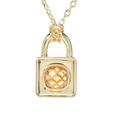 Toscana Italiana 18K Gold Plated Choice of Gem Cabochon Padlock Pendant w/ Chain