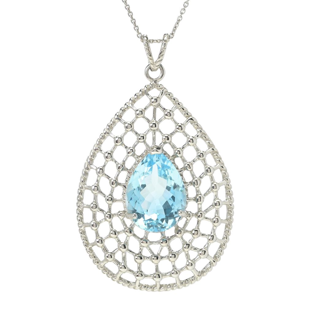 Gem Treasures 14.00ctw Sky Blue Topaz Openwork Pendant w/ Chain