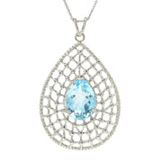 Gem Treasures 14.00ctw Sky Blue Topaz Openwork Pendant w/ Chain