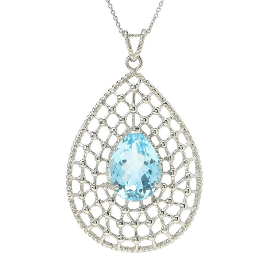 Gem Treasures 14.00ctw Sky Blue Topaz Openwork Pendant w/ Chain