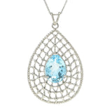Gem Treasures 14.00ctw Sky Blue Topaz Openwork Pendant w/ Chain