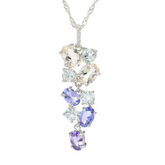 Gem Treasures 14.07ctw Exotic Gemstone Cluster Pendant w/ Chain