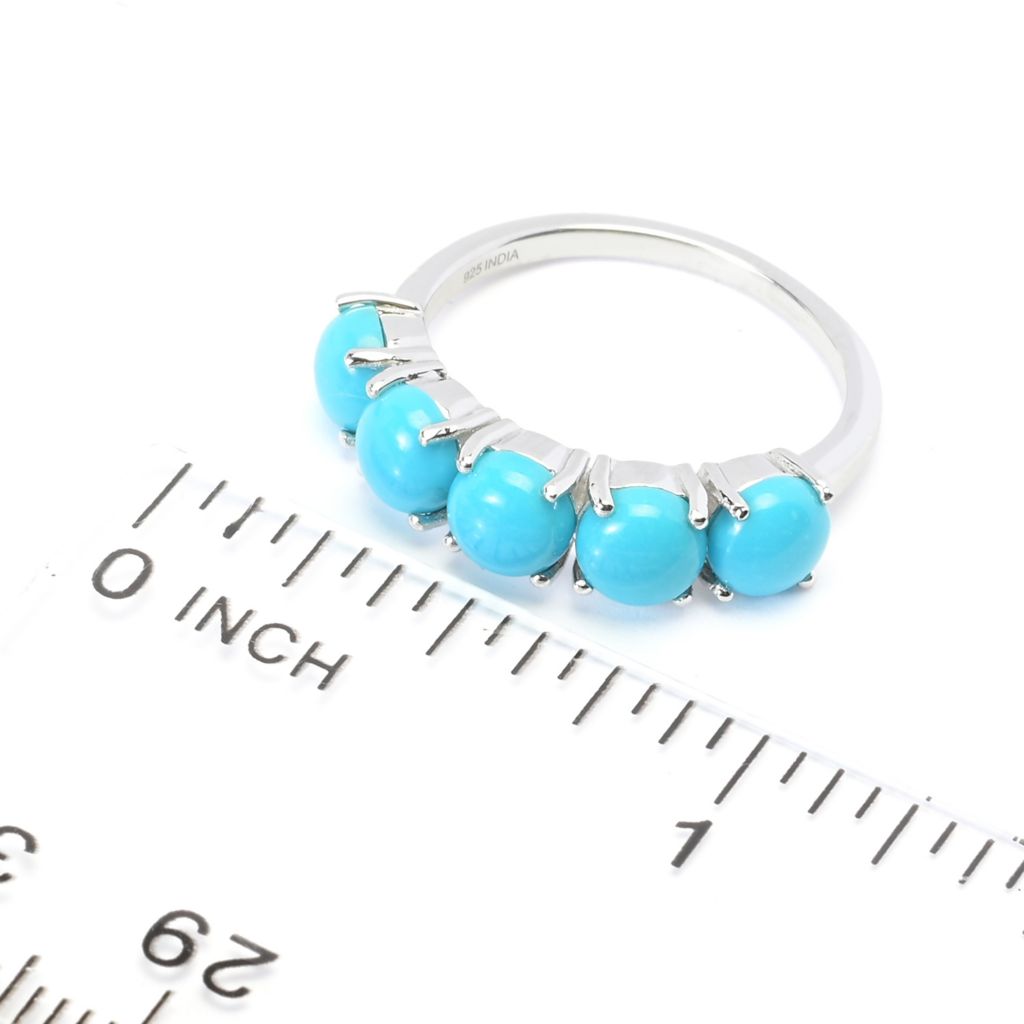 Gem Treasures Sterling Silver Sleeping Beauty Turquoise 5-Stone Ring