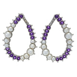 Platinum Plated Cultured Pearl & Choice of Gem Hoop Earrings