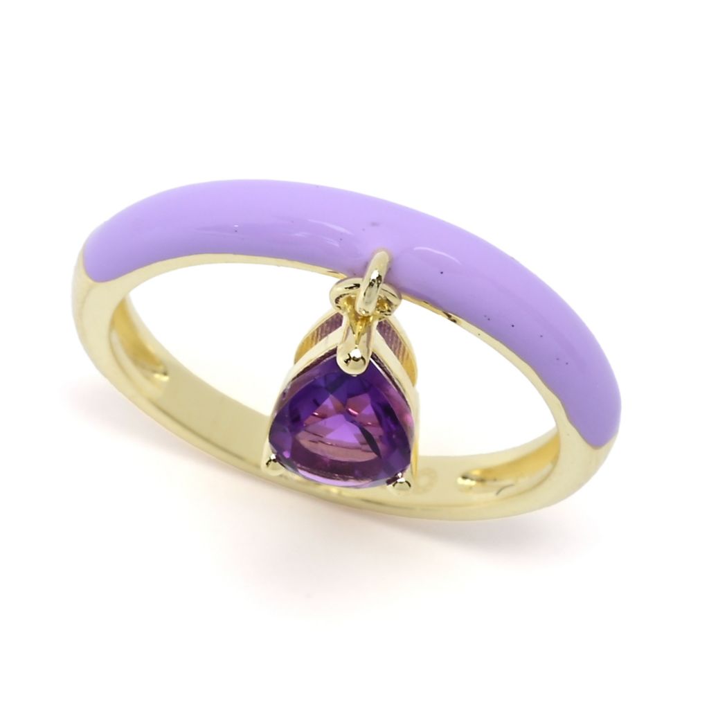 18K Gold Plated Choice of Enamel & Gemstone Charm Ring
