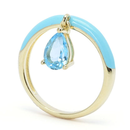 18K Gold Plated Choice of Enamel & Gemstone Charm Ring