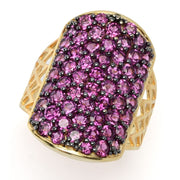 18K Gold Plated Choice of Exotic Gemstone Pave ID "Dog Tag" Ring