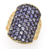 18K Gold Plated Choice of Exotic Gemstone Pave ID "Dog Tag" Ring