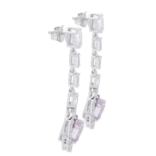 Gem Treasures 6.46ctw Kunzite & Gemstone Dangle Earrings