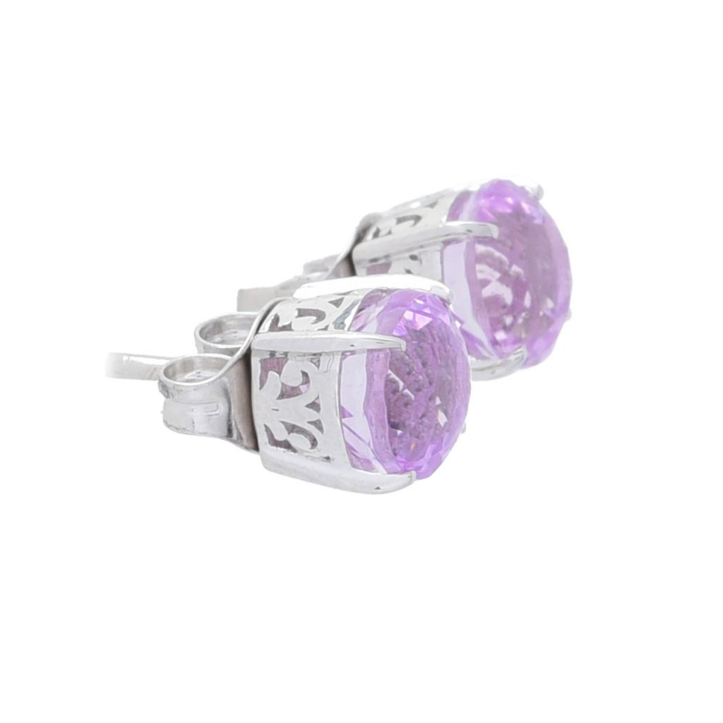 Gem Treasures Sterling Silver 3.60ctw Round Kunzite Stud Earrings