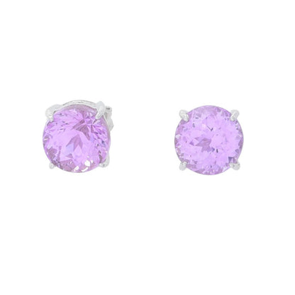 Gem Treasures Sterling Silver 3.60ctw Round Kunzite Stud Earrings