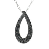 Gem Treasures Sterling Silver Black Spinel Teardrop Pendant w/ Chain