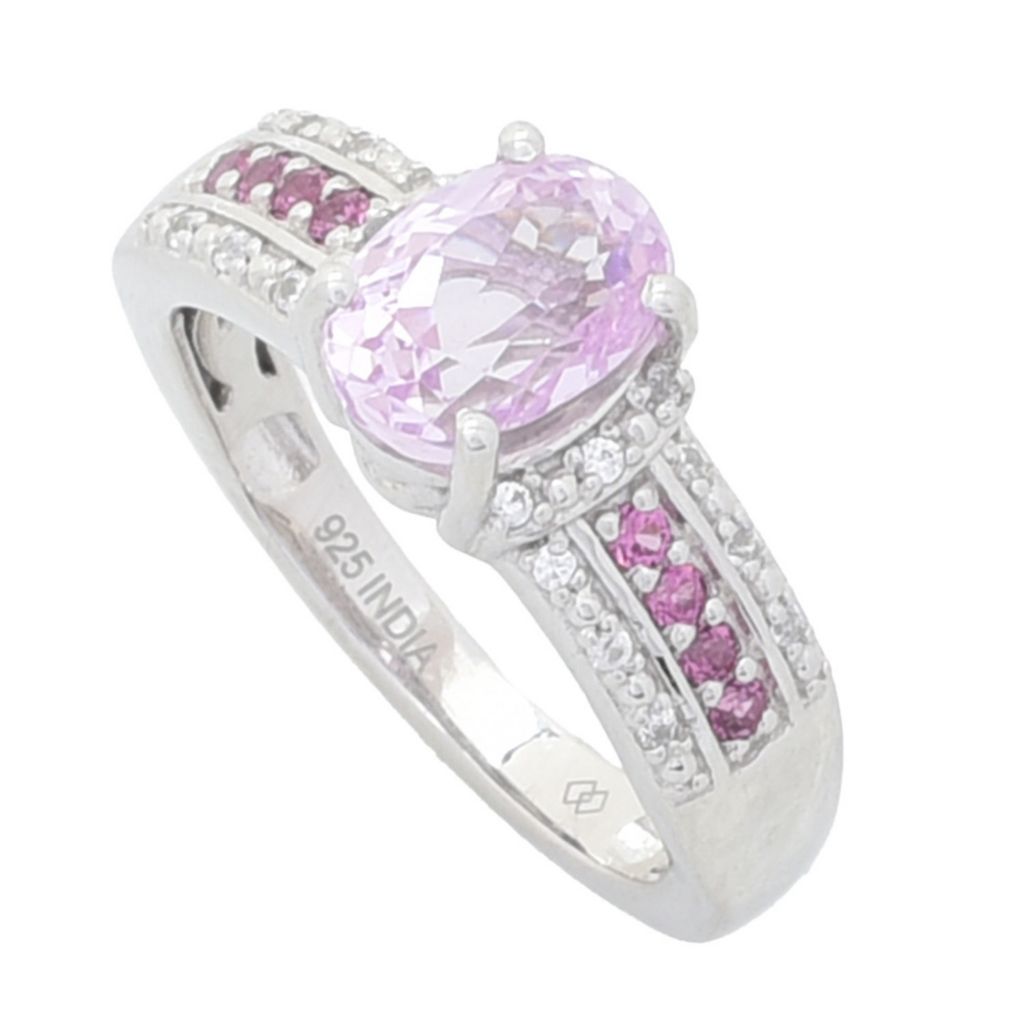 Gem Treasures 1.69ctw Kunzite, Rhodolite Garnet & White Zircon Ring