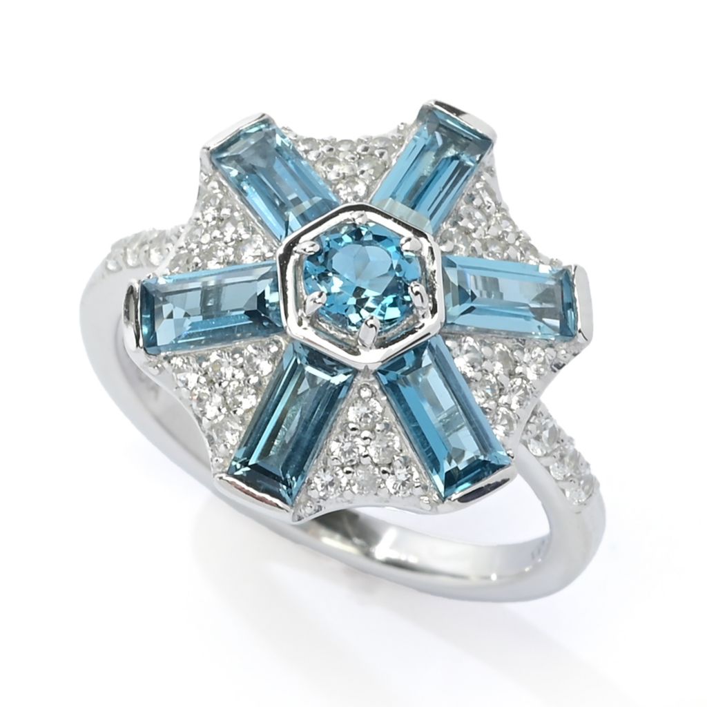 Gem Treasures Choice of Gemstone & White Zircon Pinwheel Ring