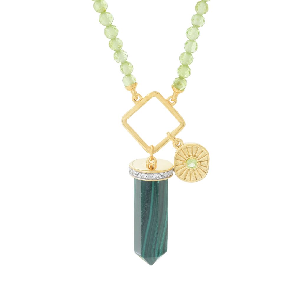 Gem Treasures 18K Vermeil Choice of Gem Crystal Charm Beaded Necklace