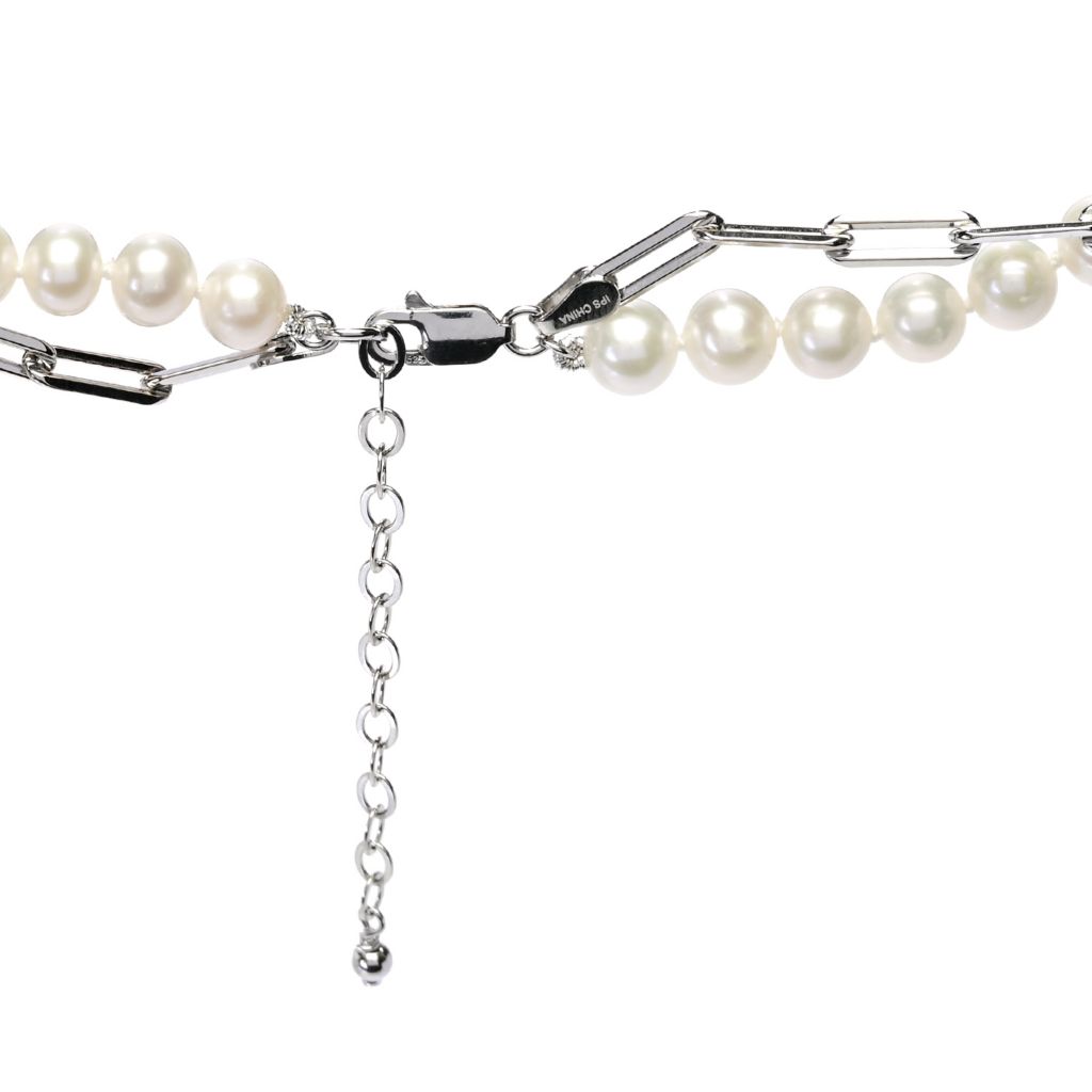 Imperial Pearl Freshwater Cultured Pearl & Paperclip Chain 2-Row Necklace
