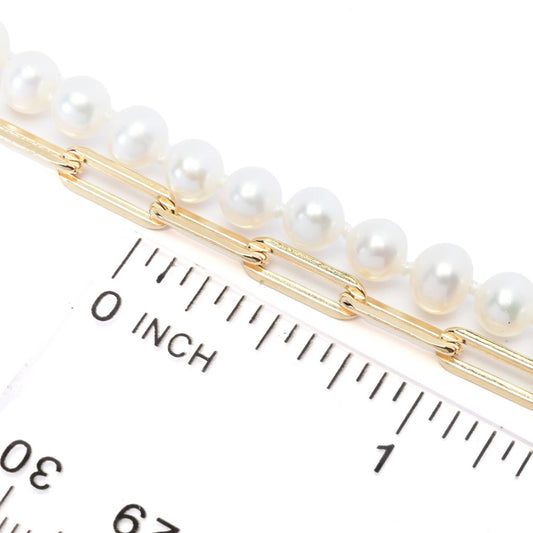 Imperial Pearl Freshwater Cultured Pearl & Paperclip Chain 2-Row Bracelet