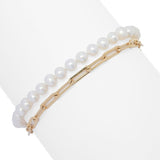 Imperial Pearl Freshwater Cultured Pearl & Paperclip Chain 2-Row Bracelet