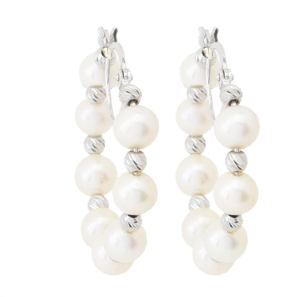 Imperial Pearl Freshwater Cultured Pearl Bead Hoop Earrings
