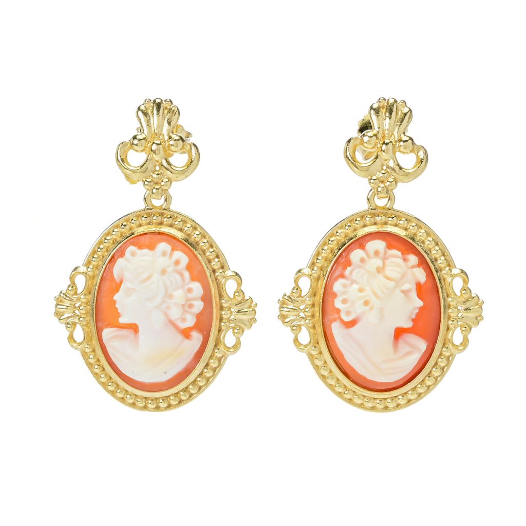 Cameo Italiano "Victoria" 18x13mm Portrait Cameo Bead Frame Drop Earrings