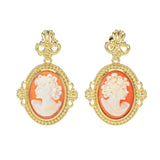 Cameo Italiano "Victoria" 18x13mm Portrait Cameo Bead Frame Drop Earrings