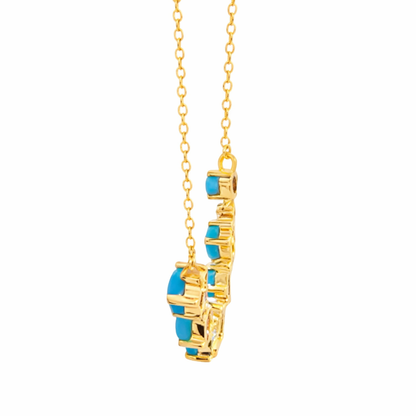 Sterling Silver Sleeping Beauty Turquoise Multi-Shape Line Necklace