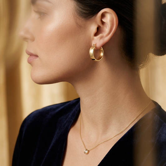 14K Italian Gold Round 20mm Polished Hoop Earrings