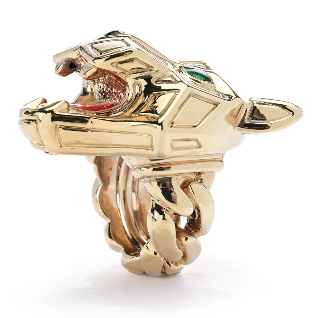 Graziella 23K Gold Plated Electroform Simulated Diamond Panther Ring
