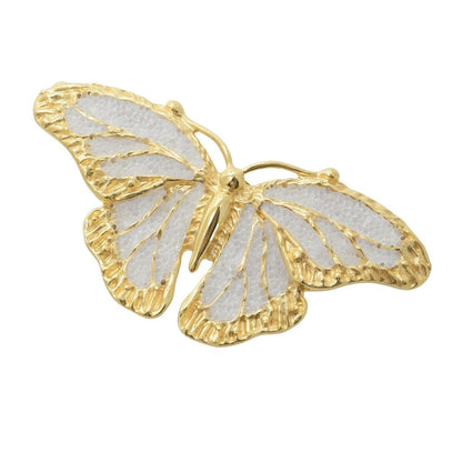 Graziella 23K Gold Plated White Enamel Butterfly Ring