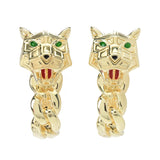 Graziella 23K Gold Plated Electroform Simulated Diamond Panther Earrings
