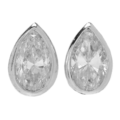Gems of Distinction 14K Gold Pear-Cut Diamond Bezel-Set Stud Earrings