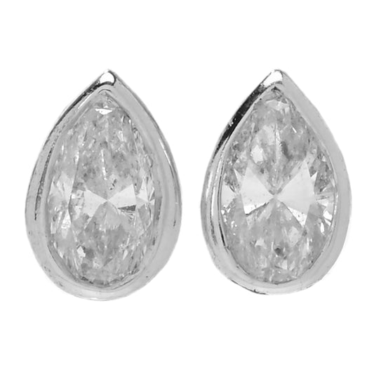 Gems of Distinction 14K Gold Pear-Cut Diamond Bezel-Set Stud Earrings