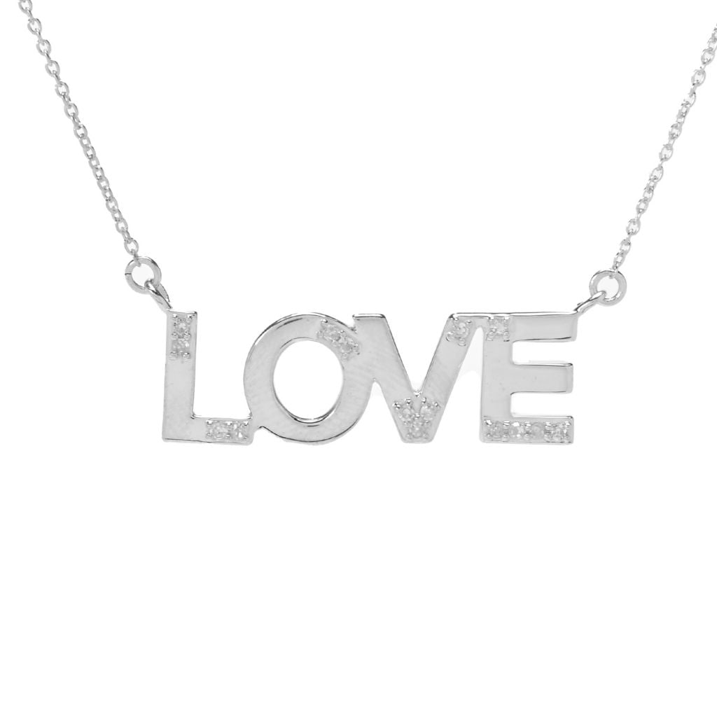 Diamond Treasures 0.15ctw Diamond "Love" Necklace