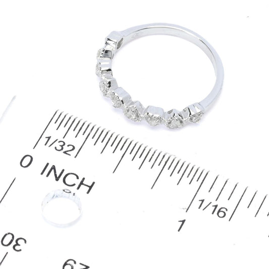 Diamond Treasures Sterling Silver 0.09ctw Pave Diamond Heart Band Ring