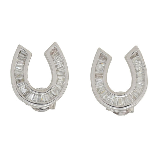 Diamond Treasures 0.59ctw Baguette Diamond Horseshoe Stud Earrings