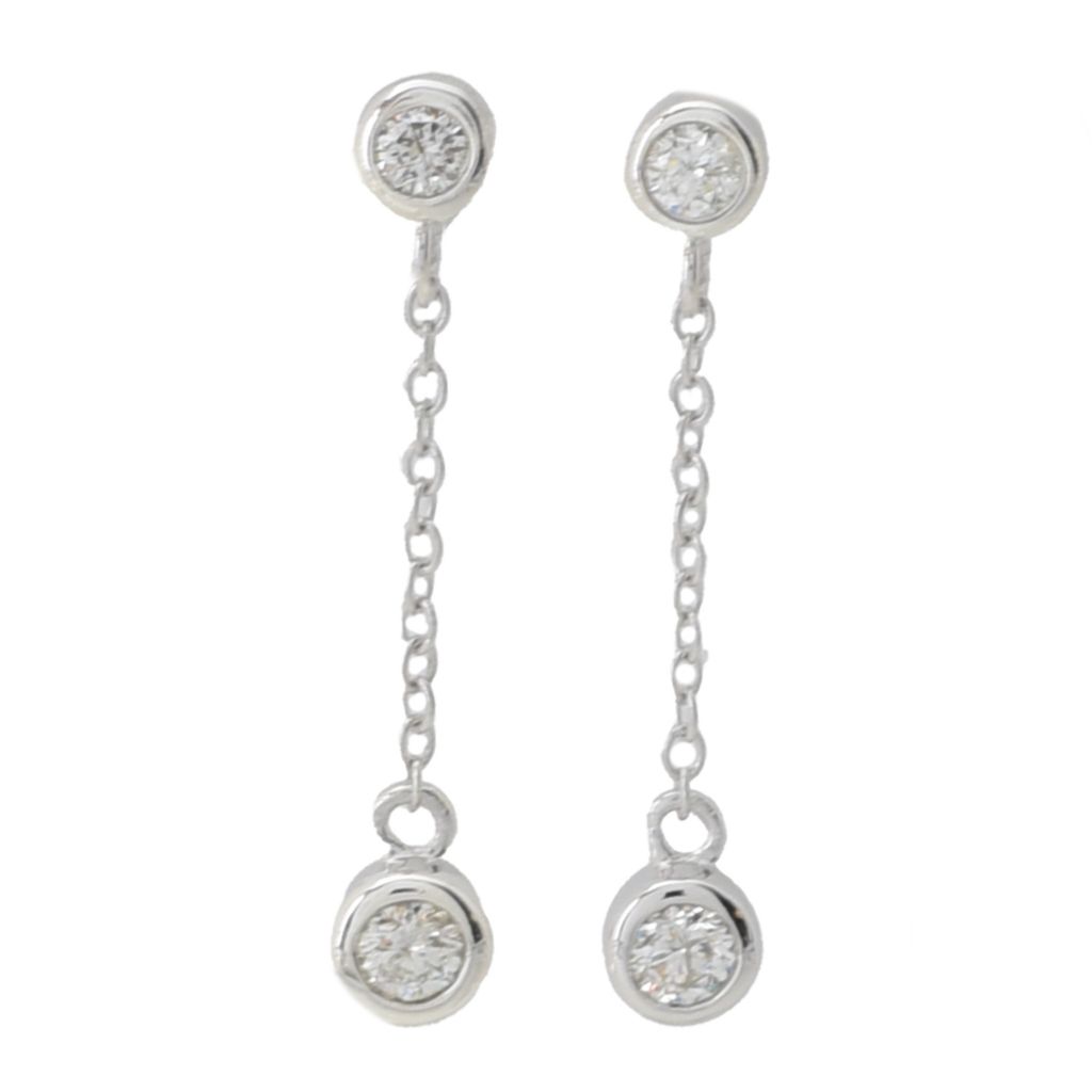 Diamond Treasures Sterling Silver 0.24ctw Bezel Set Diamond Drop Earrings
