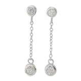 Diamond Treasures Sterling Silver 0.24ctw Bezel Set Diamond Drop Earrings