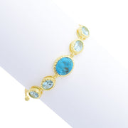 18K Gold Plated Opaque & Faceted Gemstone Adjustable Bolo Bracelet