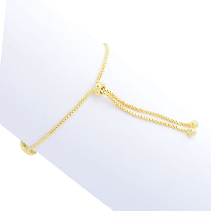 18K Gold Plated Opaque & Faceted Gemstone Adjustable Bolo Bracelet