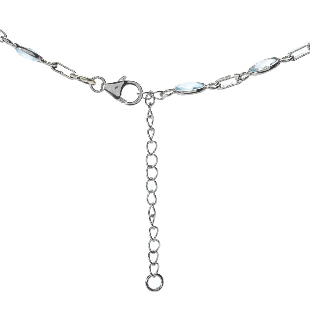 Platinum Plated 7x5mm African Amethyst 18" Station Necklace