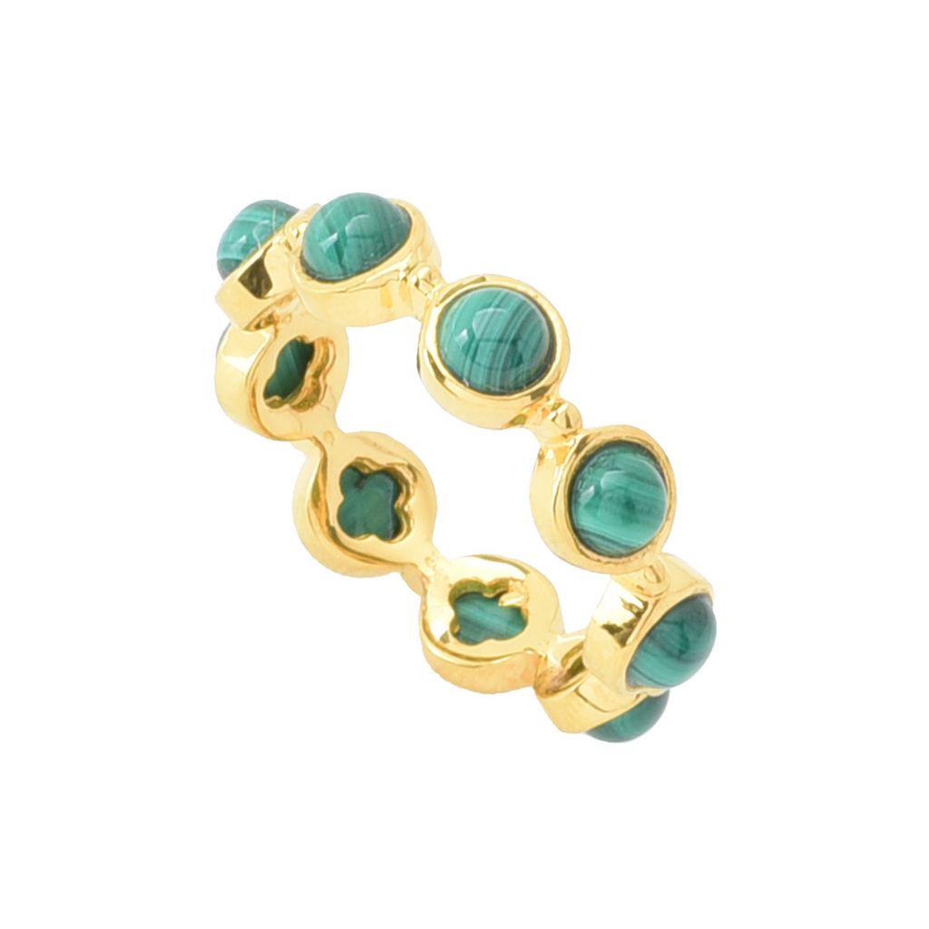 18K Gold Plated Choice of Opaque Gemstone Eternity Band Ring
