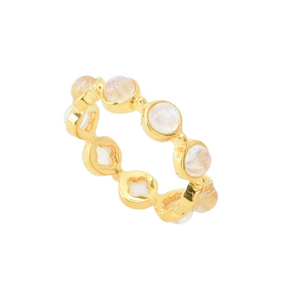 18K Gold Plated Choice of Opaque Gemstone Eternity Band Ring
